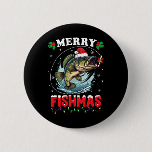 Merry Fishmas Fish Funny Fishing Weihnachtsmann Va Button