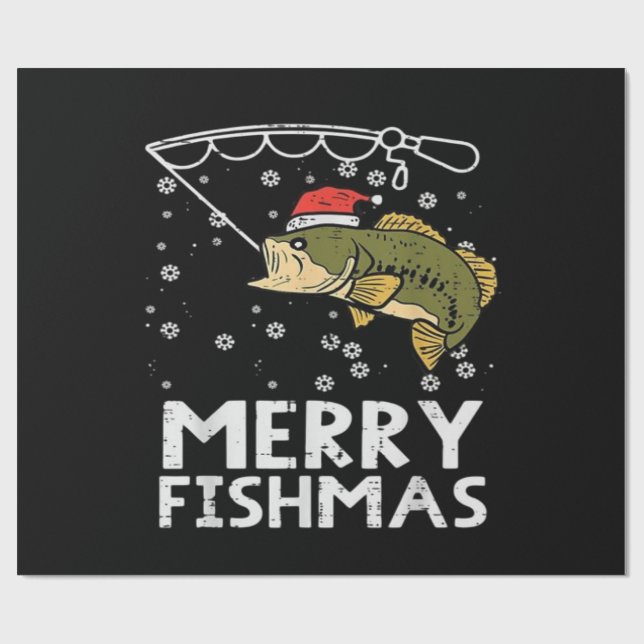 Merry Fishmas Fish Xmas Geschenkpapier (Flach)