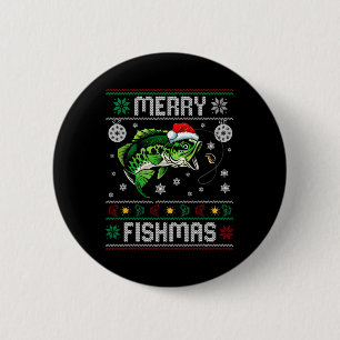 Merry Fishmas Fun Fisch Fischfang Ugly Chri Button