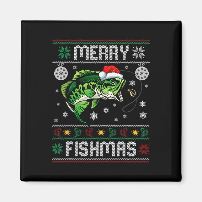 Merry Fishmas Fun Fisch Fischfang Ugly Chri Magnet (Vorne)