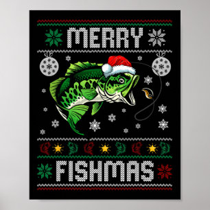 Merry Fishmas Fun Fisch Fischfang Ugly Chri Poster