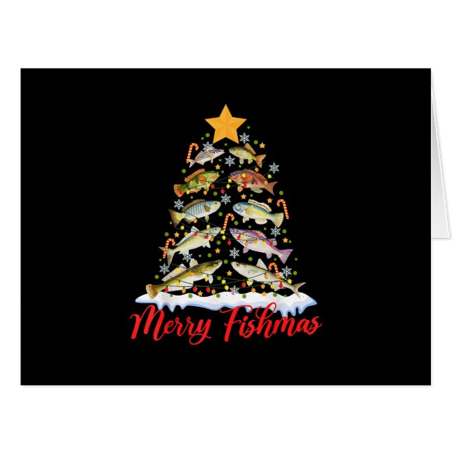 Merry Fishmas Funny Christmas Tree Lights Fish Fis (Vorderseite (Horizontal))