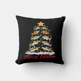Merry Fishmas Funny Christmas Tree Lights Fish Fis Kissen