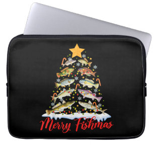 Merry Fishmas Funny Christmas Tree Lights Fish Fis Laptopschutzhülle