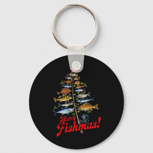 Merry Fishmas Funny Christmas Tree Lights Fish Fis Schlüsselanhänger