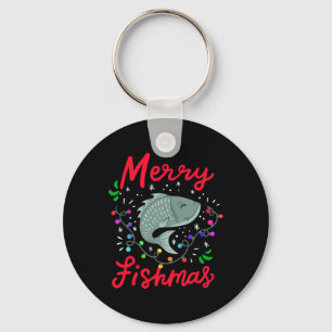 Merry Fishmas Funny Christmas Tree Lights Fish Fis Schlüsselanhänger