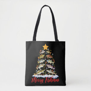 Merry Fishmas Funny Christmas Tree Lights Fish Fis Tasche