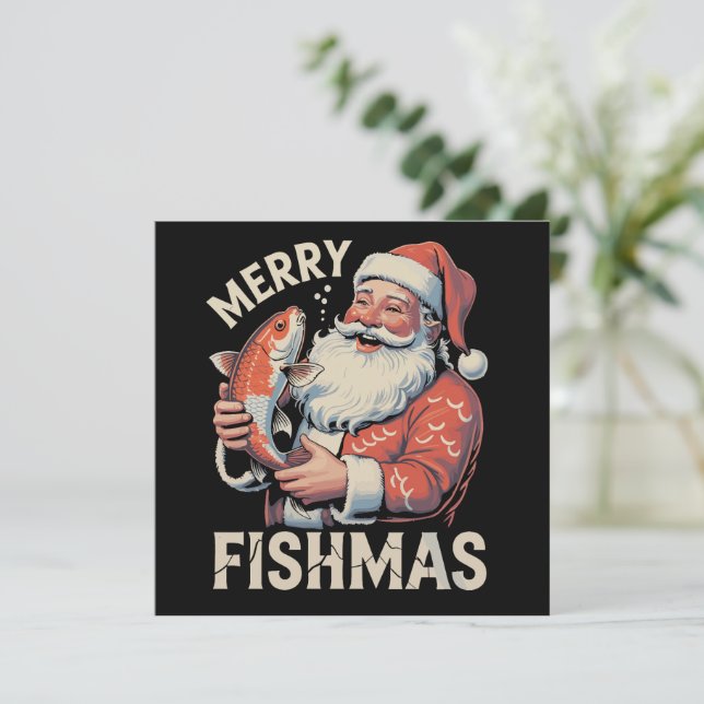 Merry Fishmas Funny Christmas Weihnachten Weihnach (Stehend Vorderseite)