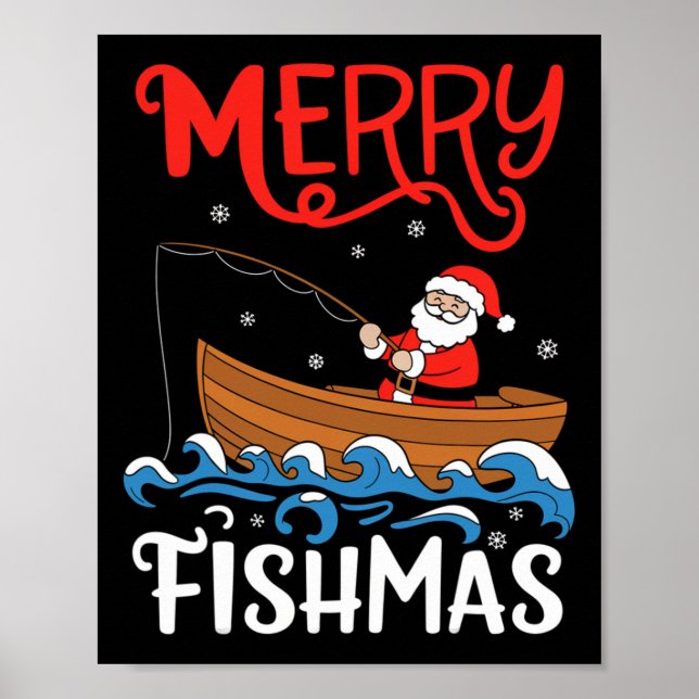 Merry Fishmas Funny Christmas Weihnachten Weihnach Poster (Vorne)