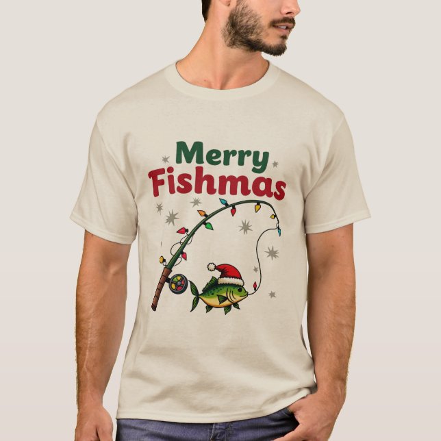 Merry Fishmas - Funny Fish Christmas Fishing Lover T-Shirt (Vorderseite)