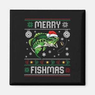 Merry Fishmas Funny Fish Fischerei Fischer Ugly Ch Magnet