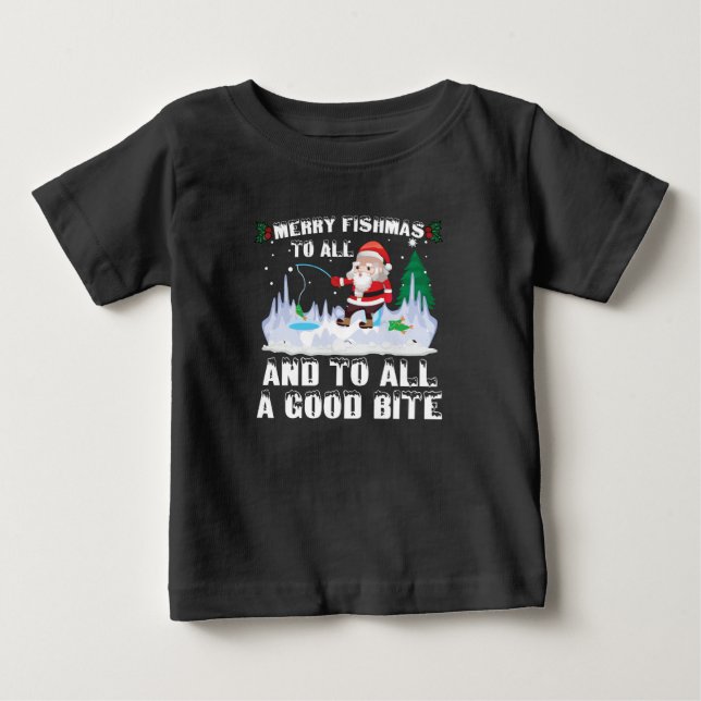 Merry Fishmas Funny Fish Fish Fishing Fisherman Xm Baby T-shirt (Vorderseite)
