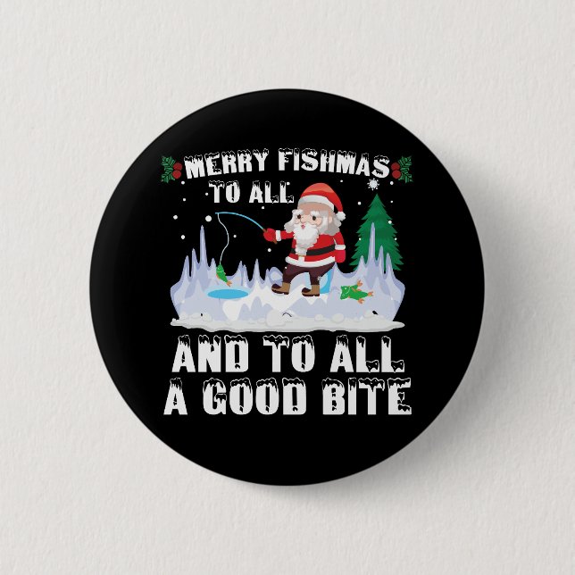 Merry Fishmas Funny Fish Fish Fishing Fisherman Xm Button (Vorderseite)
