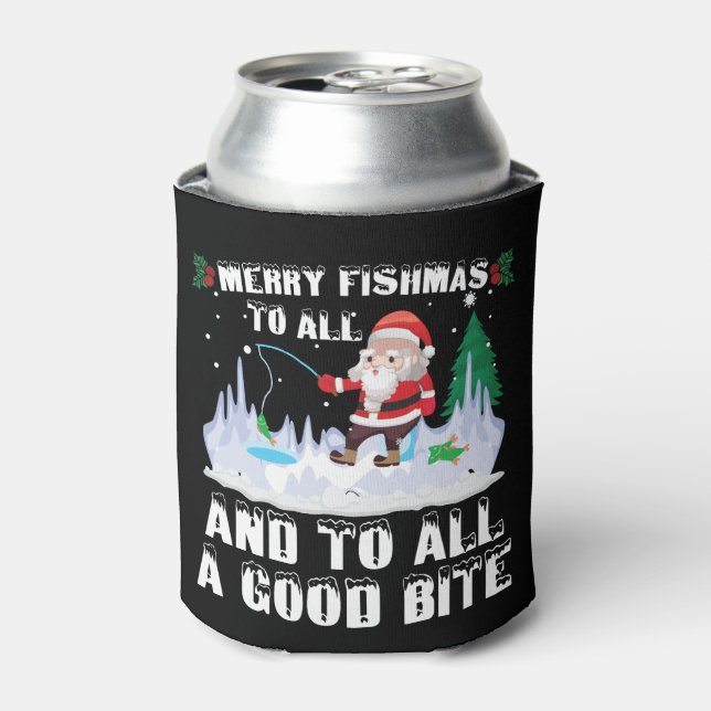 Merry Fishmas Funny Fish Fish Fishing Fisherman Xm Dosenkühler (Kanne Vorderseite)
