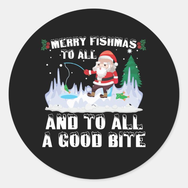 Merry Fishmas Funny Fish Fish Fishing Fisherman Xm Runder Aufkleber (Vorderseite)