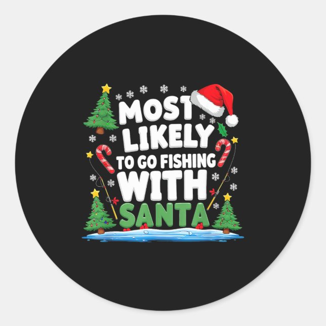 Merry Fishmas Funny Fish Santa Bigfoot Christmas F Runder Aufkleber (Vorderseite)