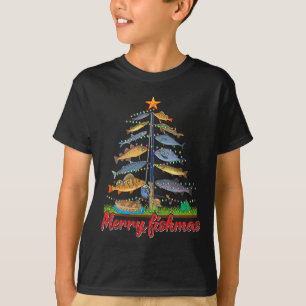 Merry Fishmas Funny Fisher Christmas Tree Fischen T-Shirt
