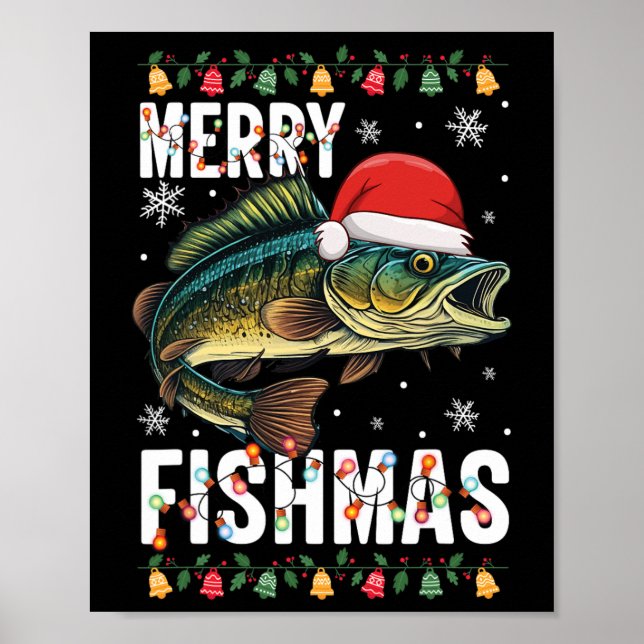Merry Fishmas Funny Fishing Christmas Pajama Fishe Poster (Vorne)