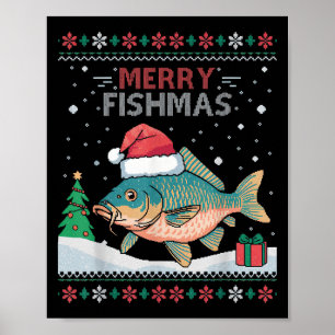 Merry Fishmas - Funny Ugly Christmas Carp Fishing Poster