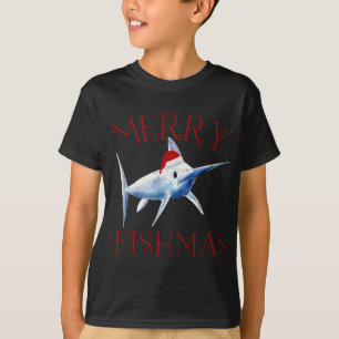 Merry Fishmas Marlin Weihnachtsmannmütze Weihnacht T-Shirt