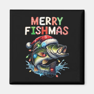 Merry Fishmas Santa Fishing Lovers Funny Fisherman Magnet