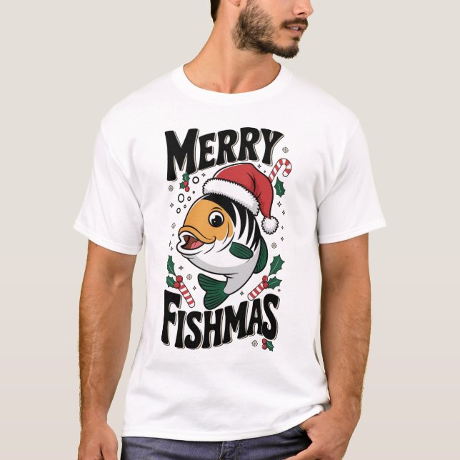 "Merry Fishmas T-Shirt - Funny Christmas Fish (Devant)