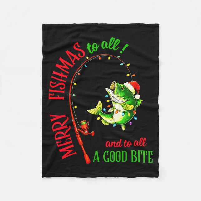 Merry Fishmas To All Fishing Fisherman's Funny Chr Fleecedecke (Vorderseite)