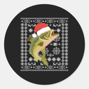 Merry Fishmas Ugly Christmas T Shirt Santa Fish Fi Runder Aufkleber