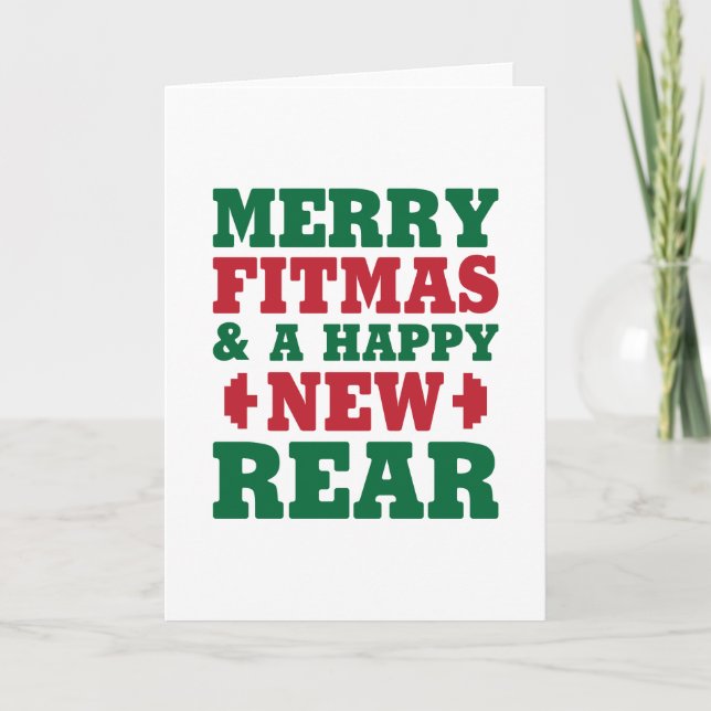 Merry Fitmas Feiertagskarte (Vorderseite)