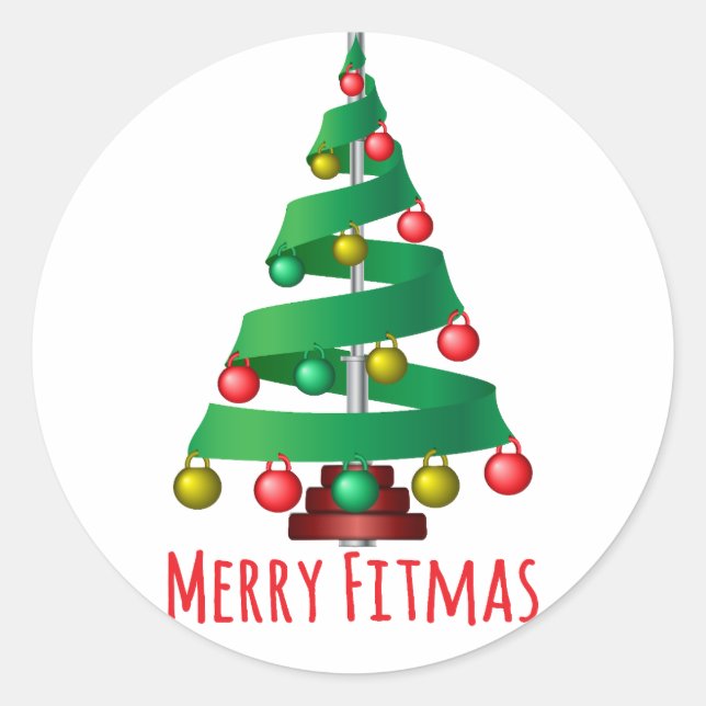 Merry Fitmas Runder Aufkleber (Vorderseite)