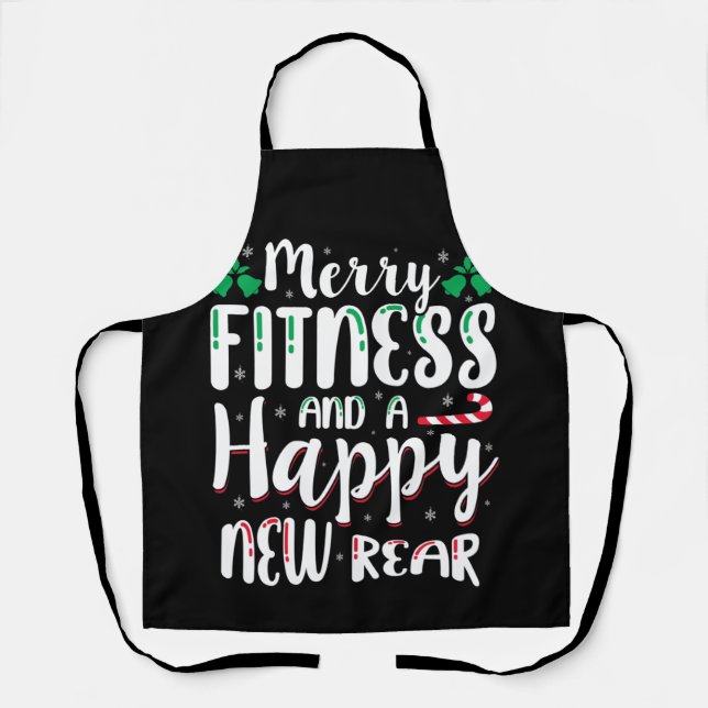 Merry Fitness And Happy New Rear Workout Christmas Schürze (Vorderseite)