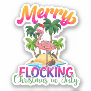 Merry Flocking Christmas   Weihnachten im Juli Aufkleber