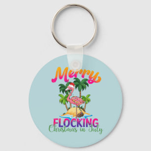 Merry Flocking Christmas Weihnachten im Juli Schlüsselanhänger