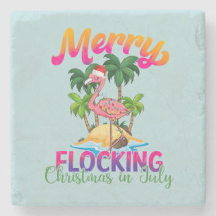 Merry Flocking Christmas   Weihnachten im Juli Steinuntersetzer