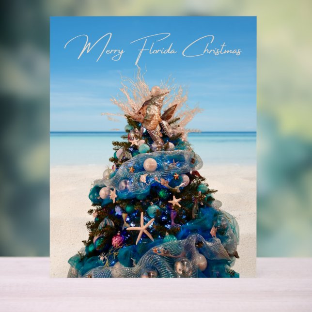 Merry Florida Christmas Tropical Beach HolidayTree Acrylschild (Neutral)