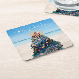Merry Florida Christmas Tropical Beach HolidayTree Rechteckiger Pappuntersetzer