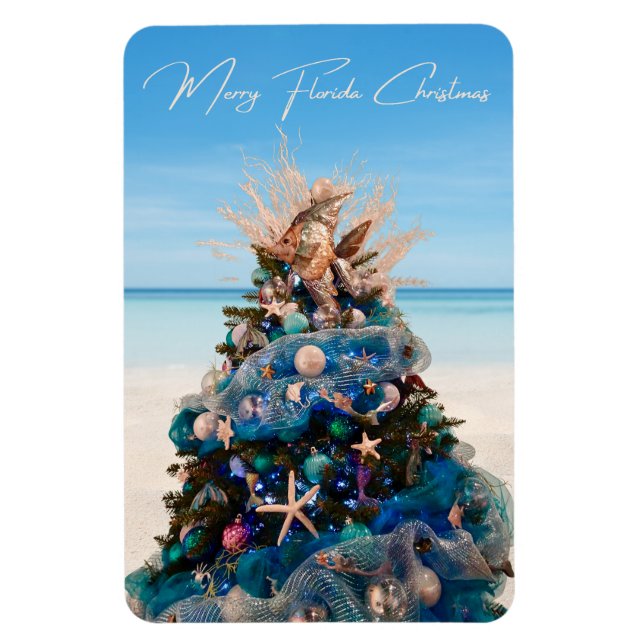 Merry Florida Weihnachten Tropical Beach and Tree Magnet (Vertikal)