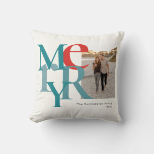 Merry Foto Simple Flat Aquamarin Red Kissen