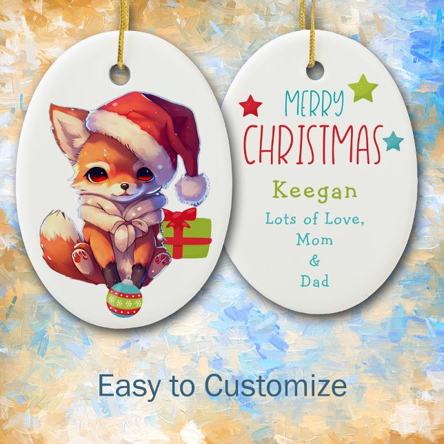 Merry Fox Kids Christmas Keramik Ornament (Von Creator hochgeladen)