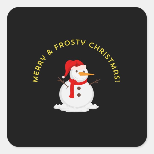 Merry & Frosty Christmas! Quadratischer Aufkleber (Vorderseite)