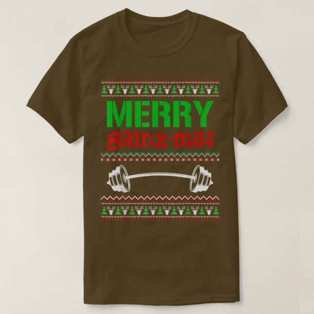 Merry Gainzmas Gym Lifting Gewicht Lifter Ugly Chr T-Shirt (Design vorne)