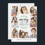 Merry Garland Holiday 8-Foto Collage Weihnachten<br><div class="desc">Stilvolle und festliche Holiday Fotokarte mit gestapelten Typografien,  die lautet: "Frohe Weihnachten und glückliches neues Jahr." Personalisieren Sie mit Ihren eigenen Fotos und Texten. Mit unseren exklusiven handbemalten Aquarelllaubern mit roten Beeren. Das ist mit einem trendigen roten Geo-Muster auf der Rückseite für eine besondere Touch.</div>