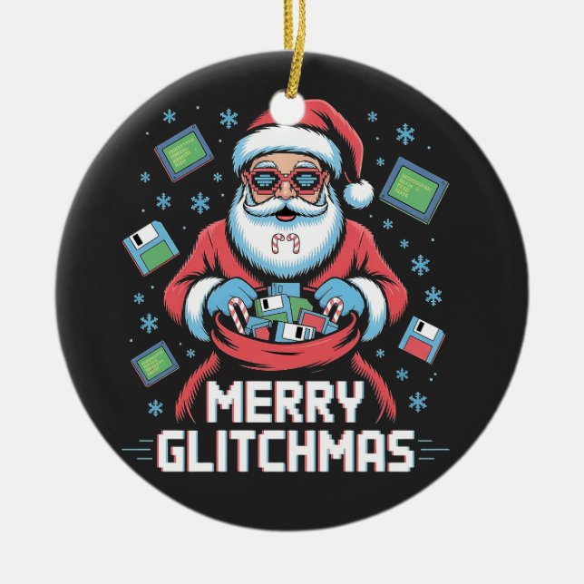 Merry Glitchmas Coding Programmer Weihnachten Keramik Ornament (Vorne)