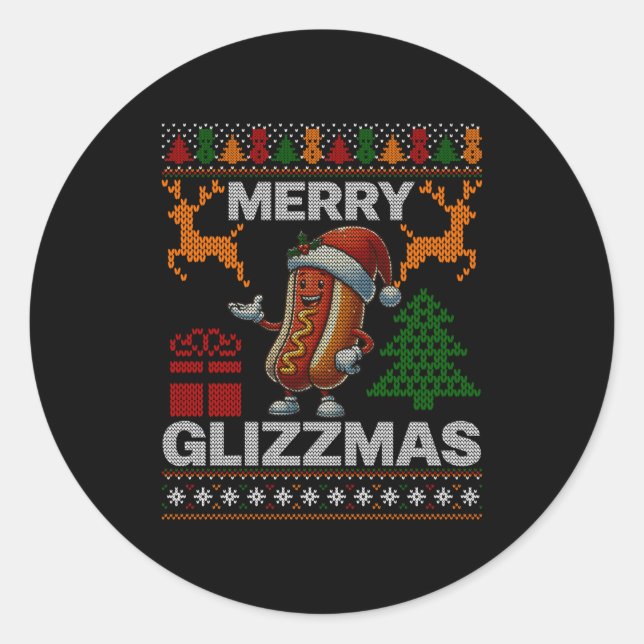 Merry Glizzmas -christmas Glizy Matching Family Ug Runder Aufkleber (Vorderseite)