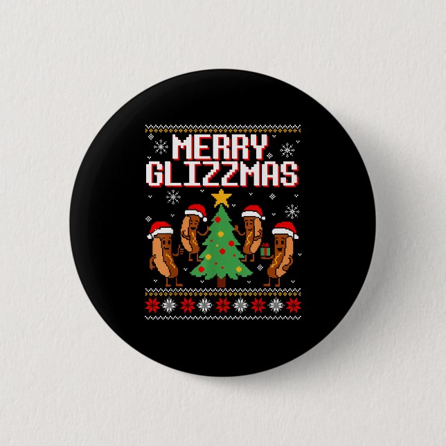 Merry Glizzmas Funny Merry Christmas Hotdogs Xmas  Button (Vorderseite)