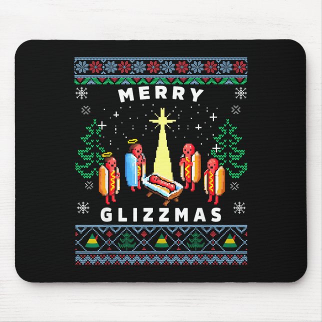 Merry Glizzmas Funny Ugly Christmas Sweater Glizzy Mousepad (Vorne)