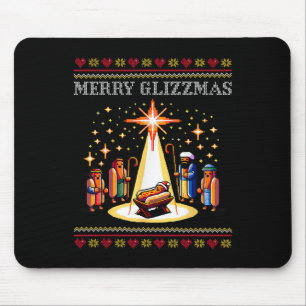 Merry Glizzmas Tacky Funny Frohe Weihnachts Hot Do Mousepad