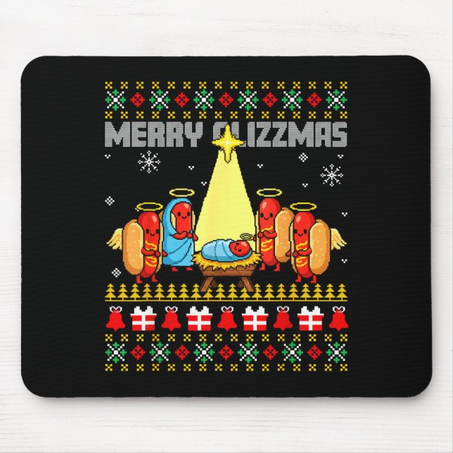 Merry Glizzmas Ugly Christmas Sweaters Hot Dogs Xm Mousepad (Vorne)