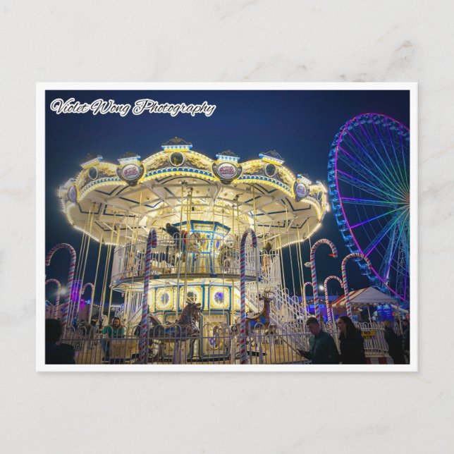 Merry Go Around im Winter Wunderland Postkarte (Vorderseite)