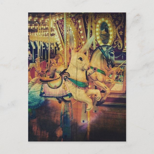 Merry Go Round Animals Grunge Postkarte (Vorderseite)